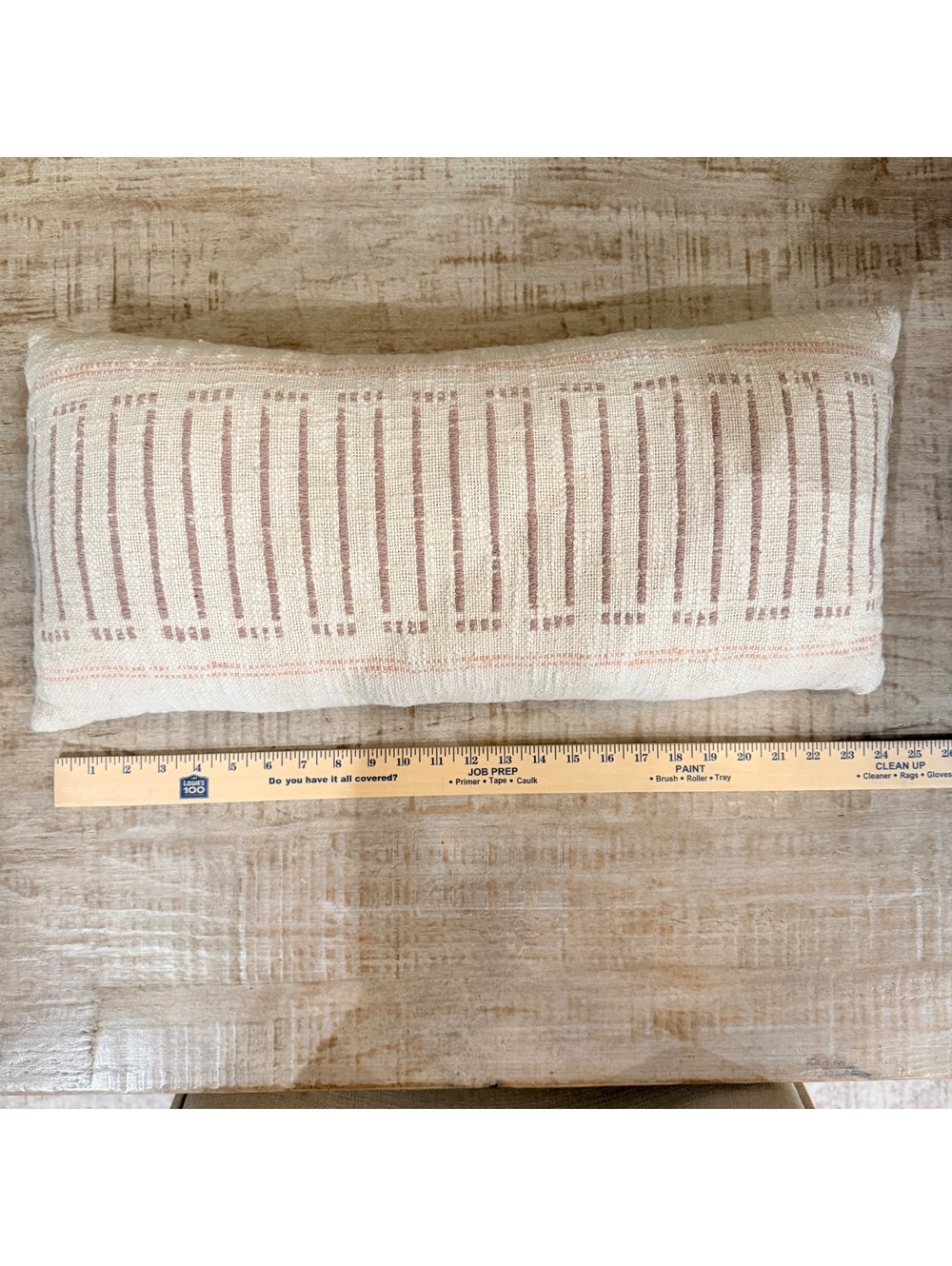 Threshold Woven Linework Lumbar Throw Pillow 12x24 Ivory Mauve Blush Boho